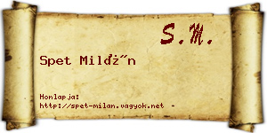 Spet Milán névjegykártya